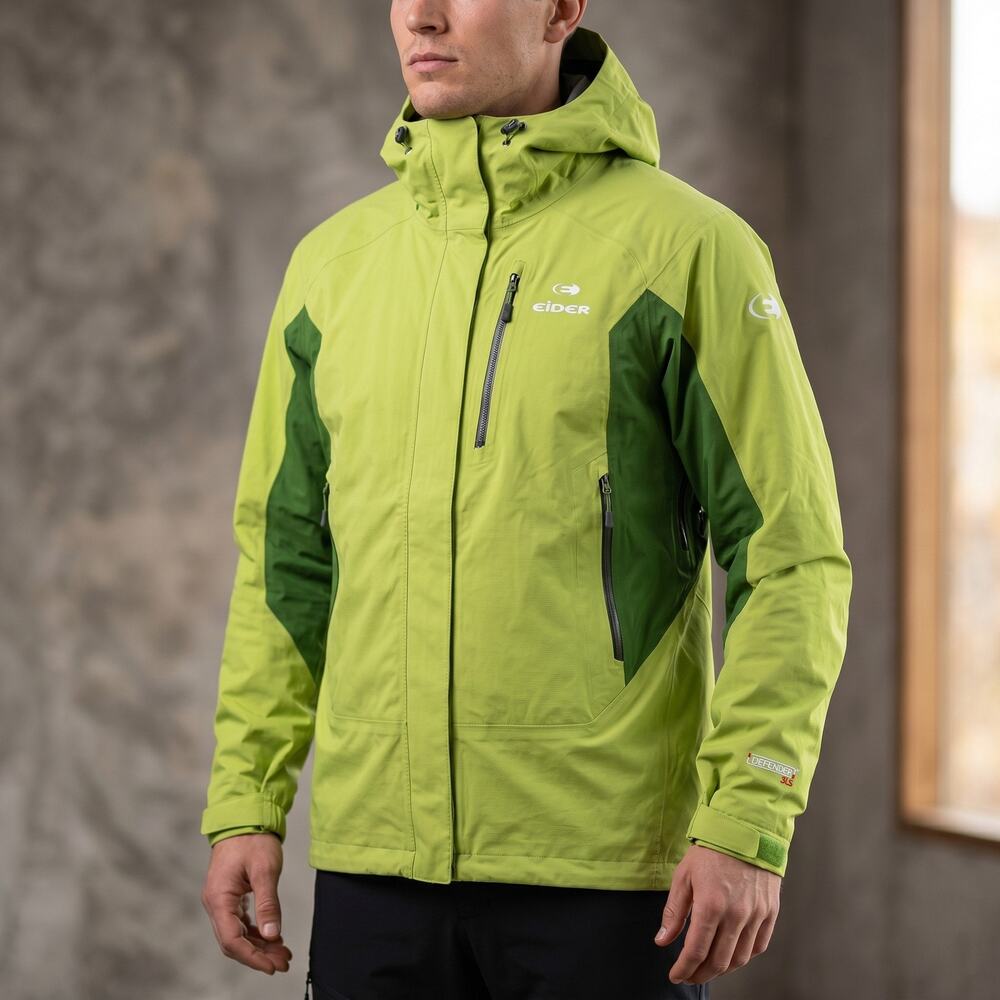 Eider Men’s Defender 3LS Jacket Hooded Waterproof Outdoor Lime Green Size S